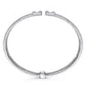 14K White Gold Open Cuff Bracelet with Baguette and Round Diamonds - 1.96 ct