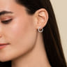 14K White Gold Open Diamond Circle Bypass Hoop Earrings - 1 ct