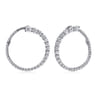 14K White Gold Open Diamond Circle Bypass Hoop Earrings - 1.8 ct