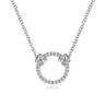 14K White Gold Open Diamond Circle Pendant Necklace - 0.13 ct