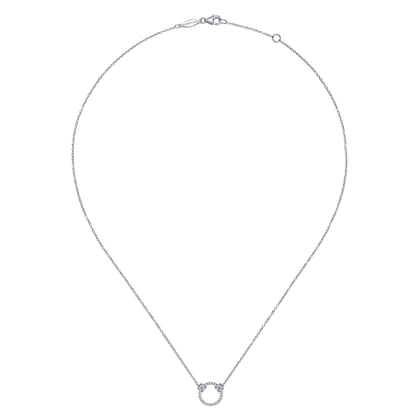 14K White Gold Open Diamond Circle Pendant Necklace