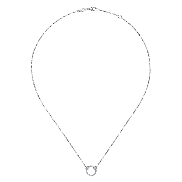 14K White Gold Open Diamond Circle Pendant Necklace - 0.13 ct - Shot 2