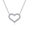 14K White Gold Open Diamond Heart Pendant Necklace - 0.23 ct