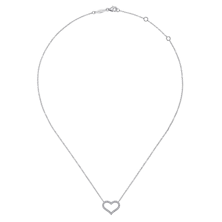 14K White Gold Open Diamond Heart Pendant Necklace - 0.23 ct - Shot 2