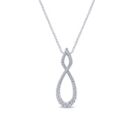 14K White Gold Open Diamond Pave Twisted Pendant Necklace