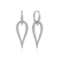 14K White Gold Open Diamond Teardrop Leverback Earrings
