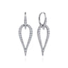 14K White Gold Open Diamond Teardrop Leverback Earrings - 0.9 ct