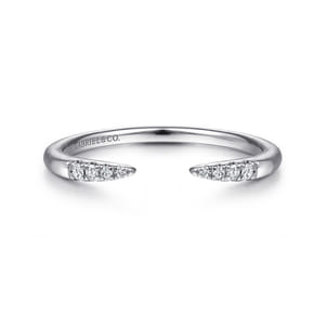 14K White Gold Open Diamond Tipped Stackable Ring