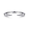 14K White Gold Open Diamond Tipped Stackable Ring - 0.05 ct