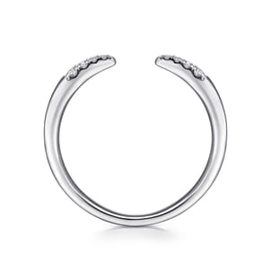 14K White Gold Open Diamond Tipped Stackable Ring