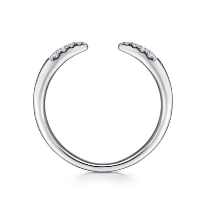 14K White Gold Open Diamond Tipped Stackable Ring