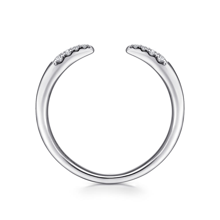 14K White Gold Open Diamond Tipped Stackable Ring - 0.05 ct - Shot 2