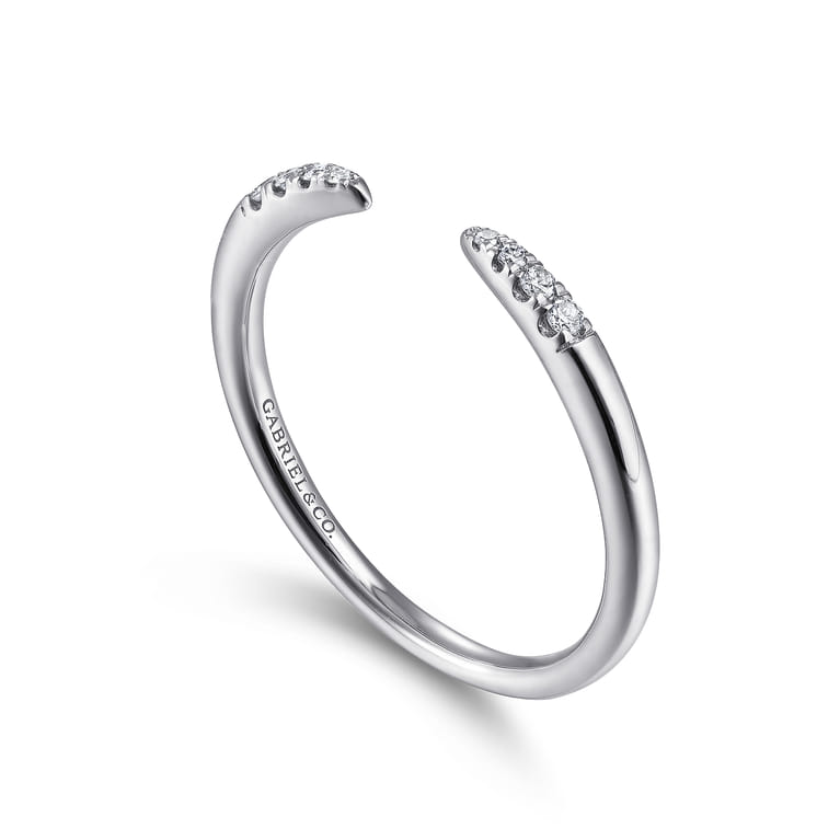 14K White Gold Open Diamond Tipped Stackable Ring - 0.05 ct - Shot 3