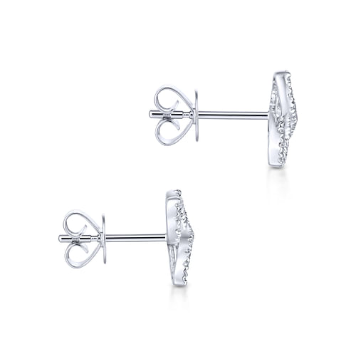 14K White Gold Open Floral Pave Diamond Stud Earrings - 0.4 ct - Shot 3