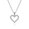 14K White Gold Open Heart Diamond Pendant Necklace - 0.45 ct