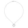 14K White Gold Open Heart Diamond Pendant Necklace - 0.45 ct