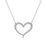 14K White Gold Open Heart Diamond Pendant Necklace - 0.5 ct