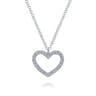14K White Gold Open Heart Diamond Pendant Necklace - 0.13 ct