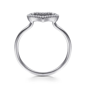 14K White Gold Open Heart Diamond Ring