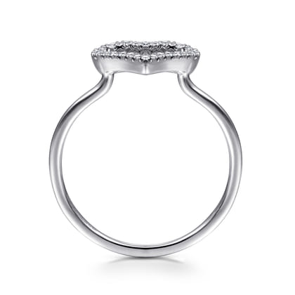 14K White Gold Open Heart Diamond Ring