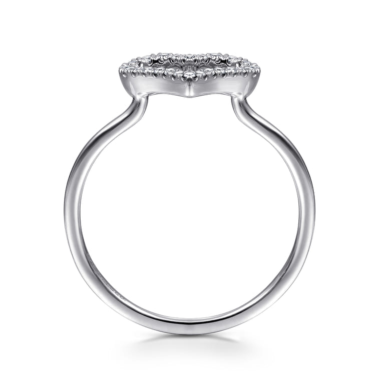 14K White Gold Open Heart Diamond Ring - 0.12 ct - Shot 2