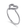 14K White Gold Open Heart Diamond Ring - 0.12 ct