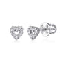 14K White Gold Open Heart Diamond Stud Earrings - 0.06 ct