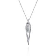 14K White Gold Open Teardrop Diamond Pendant Necklace