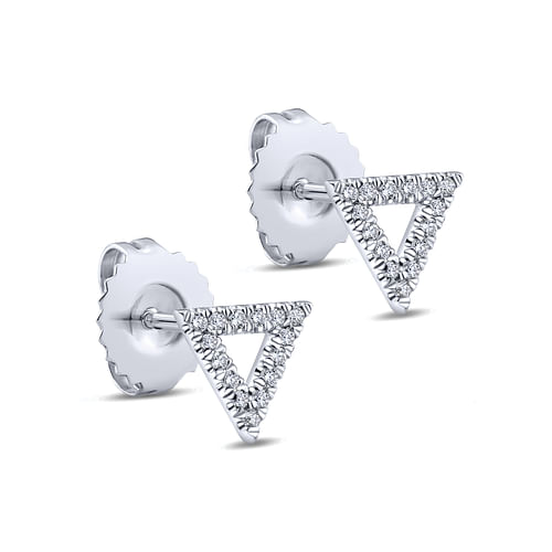 14K White Gold Open Triangle Diamond Stud Earrings - 0.11 ct - Shot 2