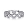 14K White Gold Open Twisted Diamond Stackable Ring - 0.4 ct