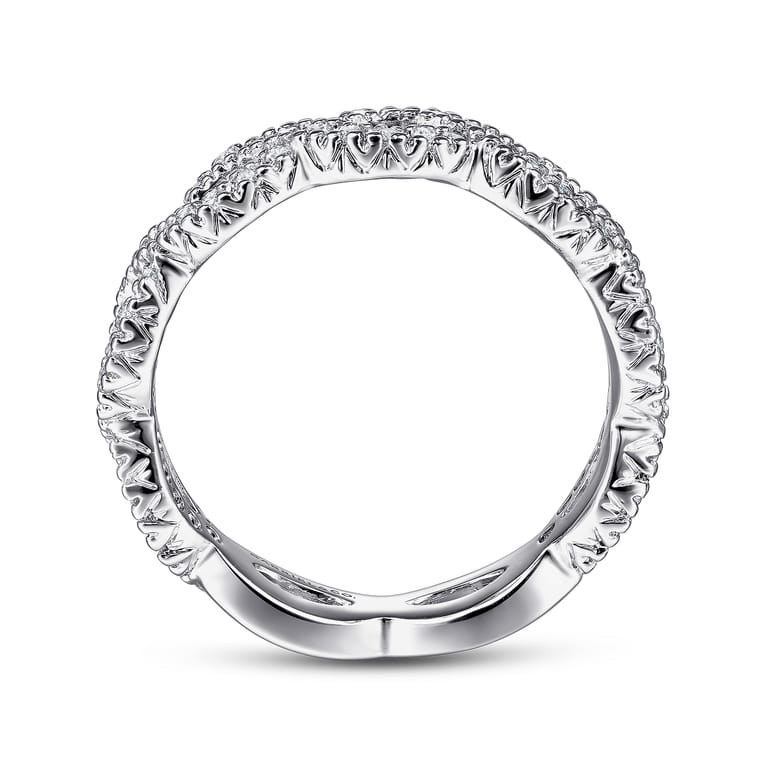 14K White Gold Open Twisted Diamond Stackable Ring - 0.4 ct - Shot 2