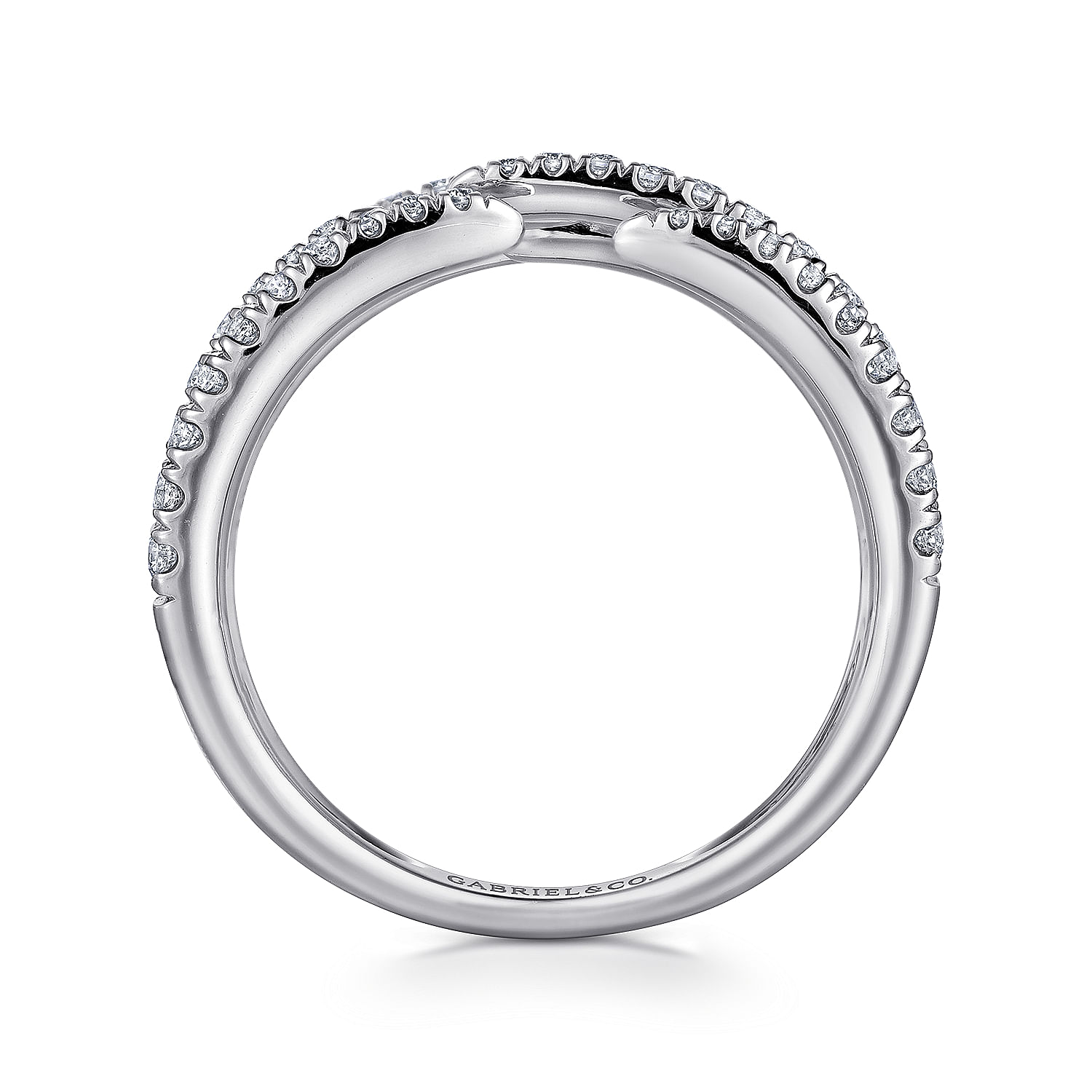 14K White Gold Open Wide Band Pave Diamond Ring - 0.85 ct - Shot 2