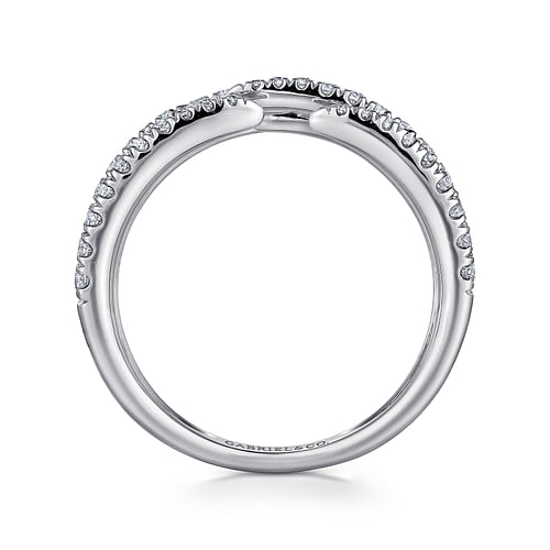 14K White Gold Open Wide Band Pave Diamond Ring - 0.85 ct - Shot 2