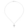 14K White Gold Openwork Diamond Cross Necklace - 0.1 ct