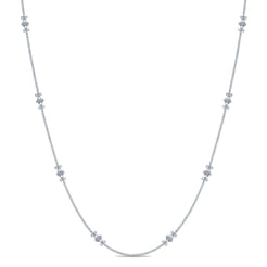 14K White Gold Openwork Diamond Station Necklace