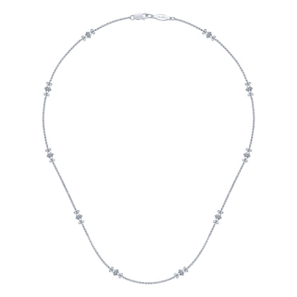 14K White Gold Openwork Diamond Station Necklace