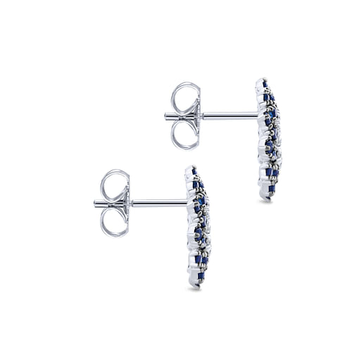 14K White Gold Openwork Diamond and Sapphire Stud Earrings - 0.17 ct - Shot 3