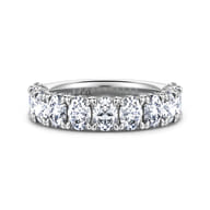 14K White Gold Oval 11 Stone Prong Set Diamond Anniversary Band