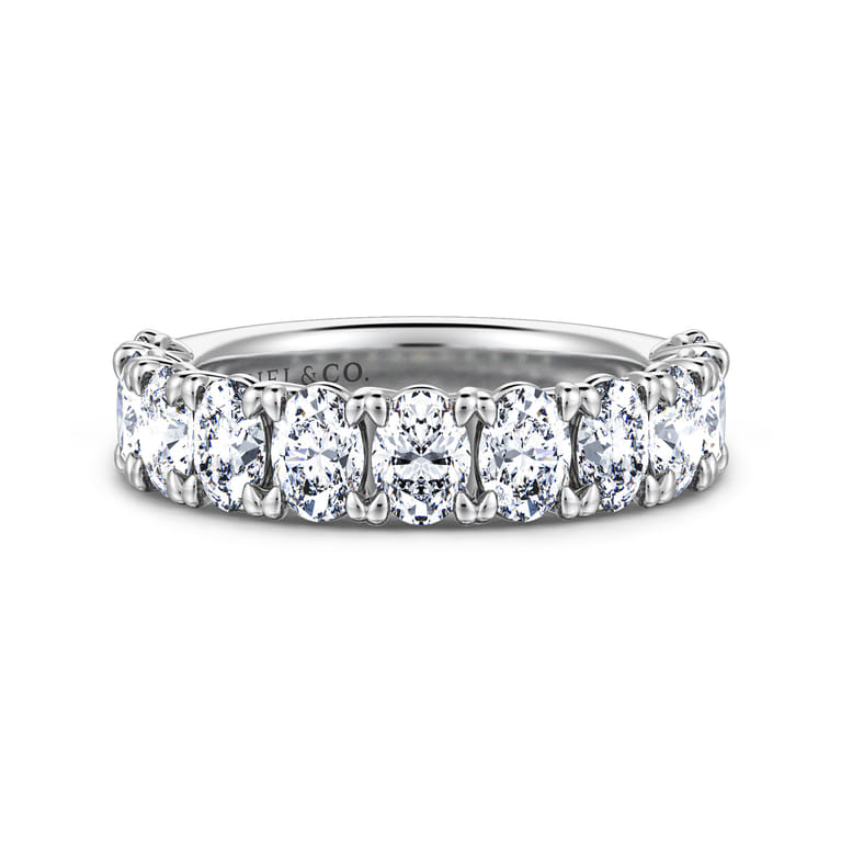 Fancy Wedding Ring in 14k White Gold with Oval Natural Diamond at Gabriel & Co. - Shot 1