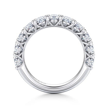 14K White Gold Oval 11 Stone Prong Set Diamond Anniversary Band