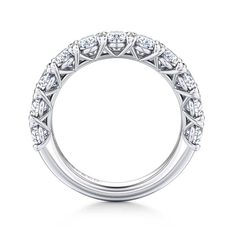 Fancy Wedding Ring in 14k White Gold with Oval Natural Diamond at Gabriel & Co. - Shot 2