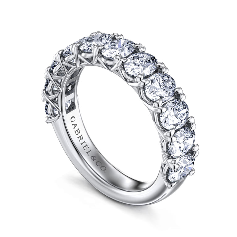 Fancy Wedding Ring in 14k White Gold with Oval Natural Diamond at Gabriel & Co. - Shot 3