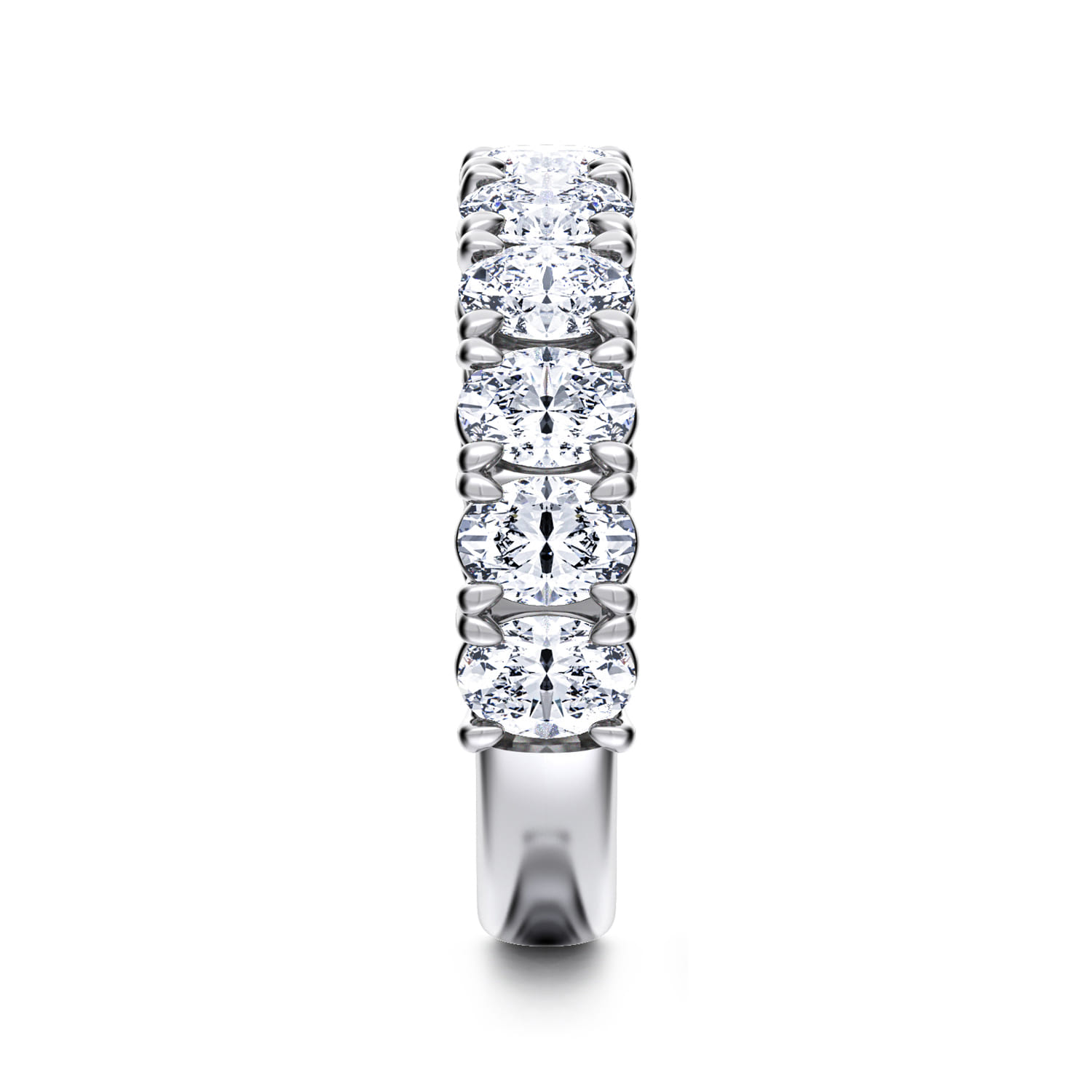 Fancy Wedding Ring in 14k White Gold with Oval Natural Diamond at Gabriel & Co. - Shot 4