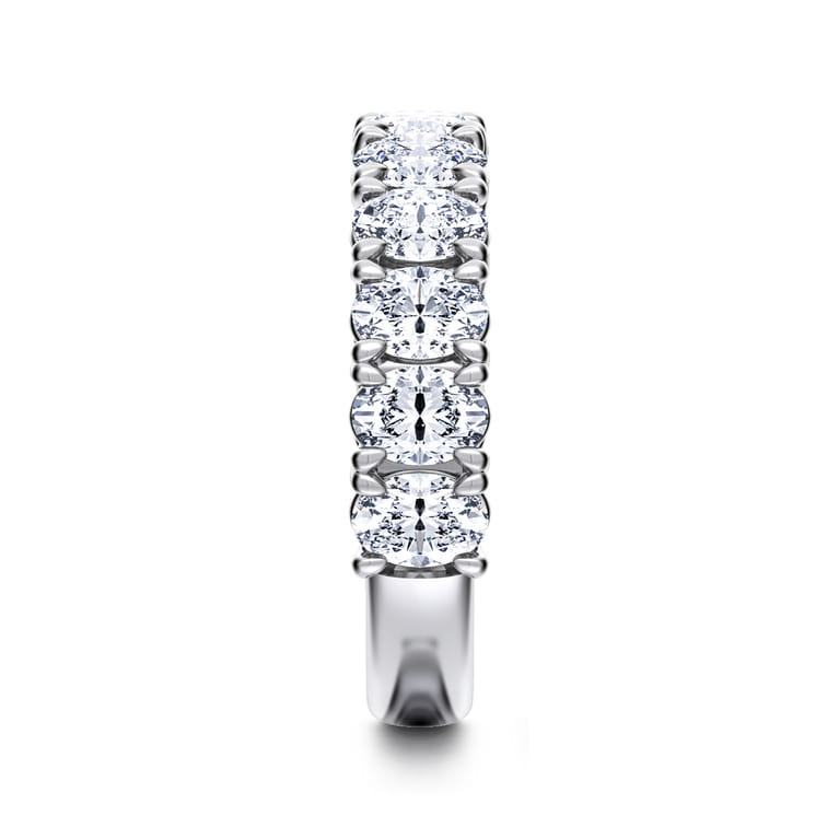 Fancy Wedding Ring in 14k White Gold with Oval Natural Diamond at Gabriel & Co. - Shot 4