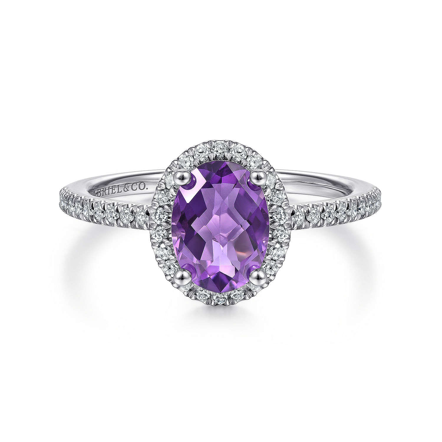 14kt white gold and purple hot stones ladies ring