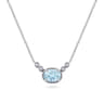 14K White Gold Oval Aquamarine Pendant Necklace with Diamond Accents - 0.06 ct