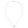14K White Gold Oval Aquamarine Pendant Necklace with Diamond Accents - 0.06 ct