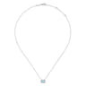 14K White Gold Oval Aquamarine and Diamond Halo Pendant Necklace - 0.15 ct