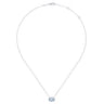 14K White Gold Oval Aquamarine and Diamond Halo Pendant Necklace - 0.14 ct
