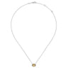 14K White Gold Oval Citrine and Diamond Halo Pendant Necklace - 0.14 ct